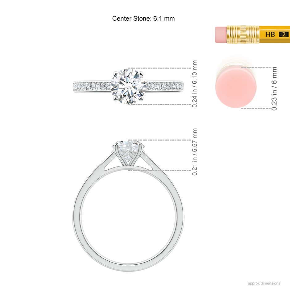 6.1mm GVS2 Prong-Set Solitaire Round Diamond Cathedral Ring in P950 Platinum ruler