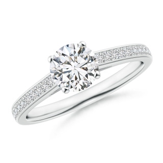 6.1mm HSI2 Prong-Set Solitaire Round Diamond Cathedral Ring in P950 Platinum