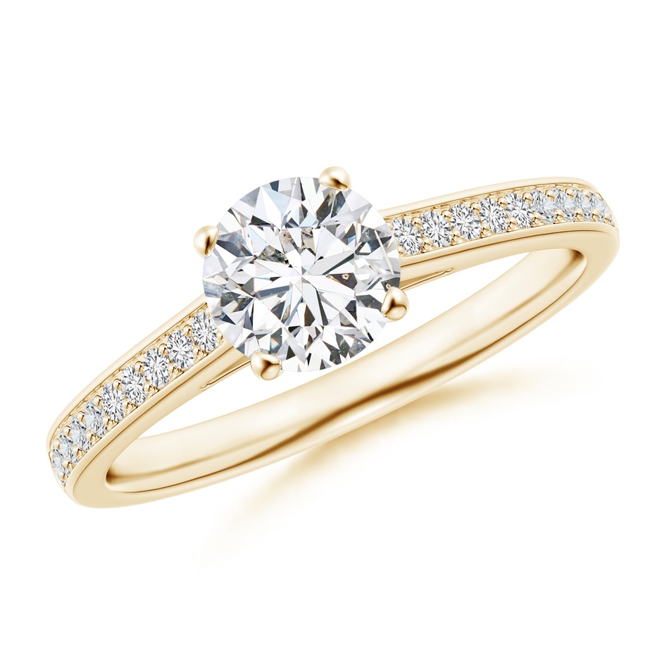 6.1mm HSI2 Prong-Set Solitaire Round Diamond Cathedral Ring in Yellow Gold 