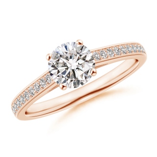6.1mm IJI1I2 Prong-Set Solitaire Round Diamond Cathedral Ring in 10K Rose Gold