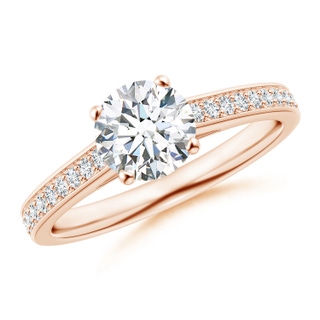 6.5mm GVS2 Prong-Set Solitaire Round Diamond Cathedral Ring in 10K Rose Gold