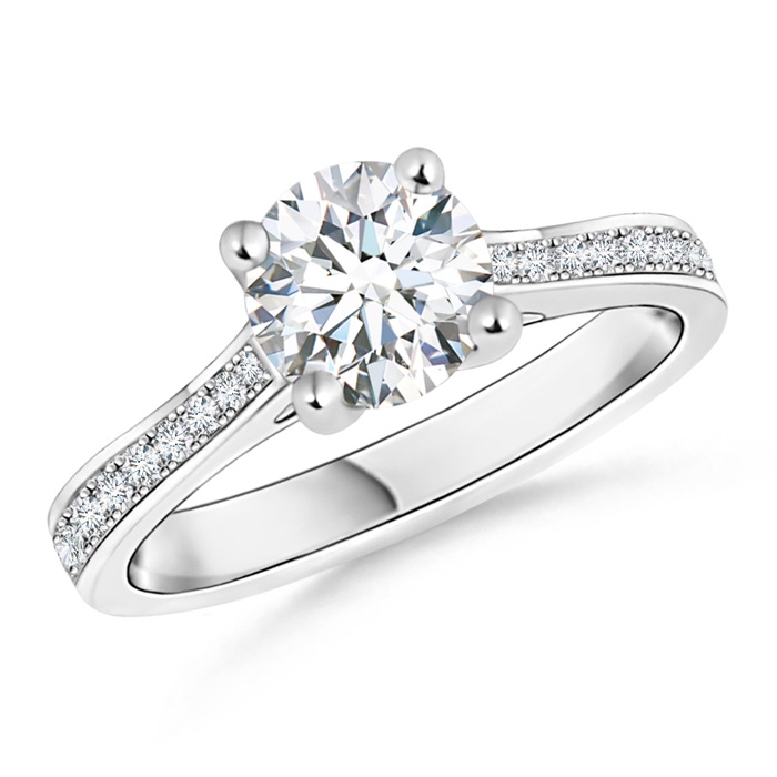 6.5mm GVS2 Prong-Set Solitaire Round Diamond Cathedral Ring in White Gold