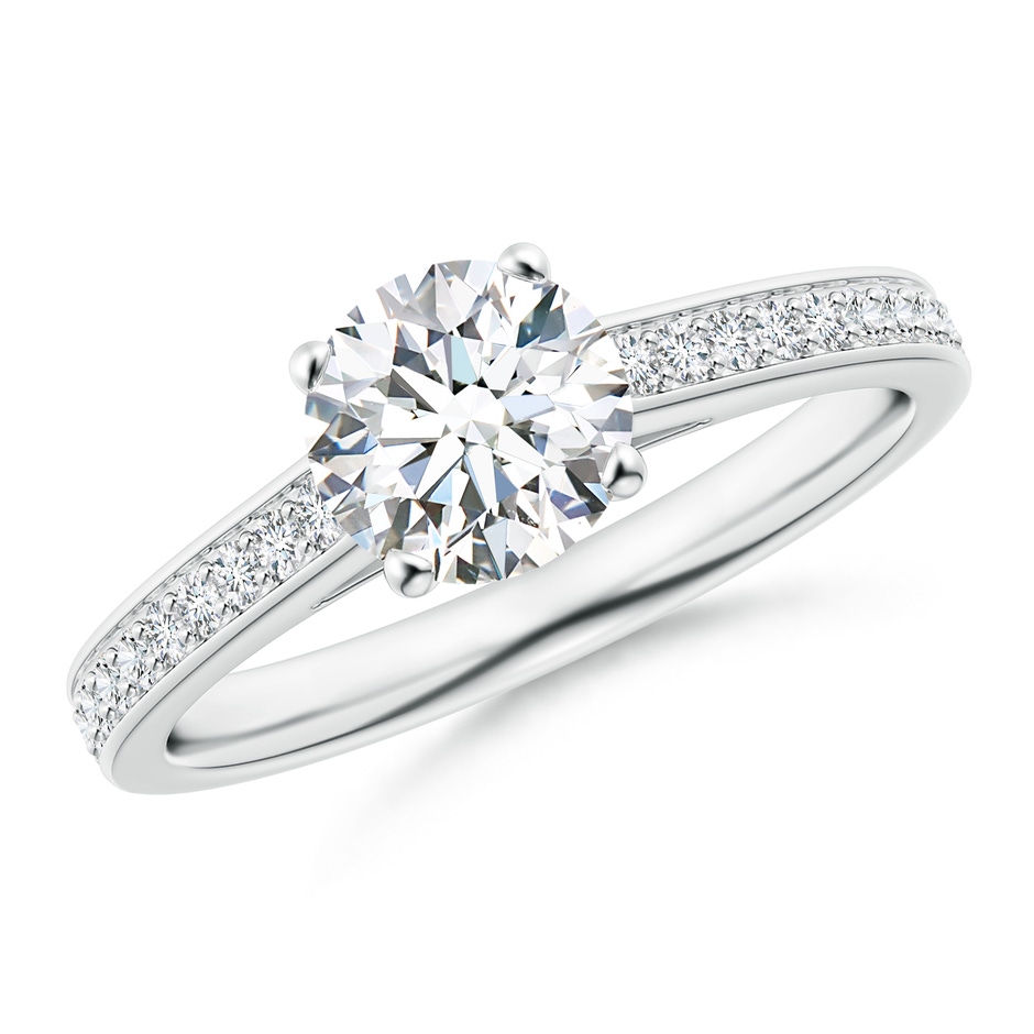 6.5mm GVS2 Prong-Set Solitaire Round Diamond Cathedral Ring in White Gold 