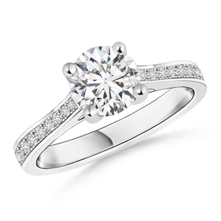 6.5mm HSI2 Prong-Set Solitaire Round Diamond Cathedral Ring in P950 Platinum