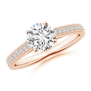 6.5mm HSI2 Prong-Set Solitaire Round Diamond Cathedral Ring in Rose Gold
