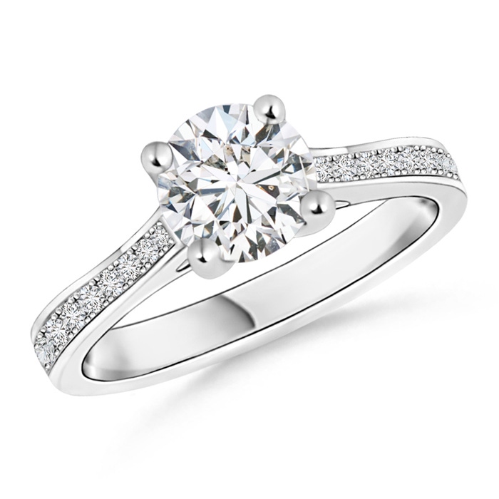 6.5mm HSI2 Prong-Set Solitaire Round Diamond Cathedral Ring in White Gold