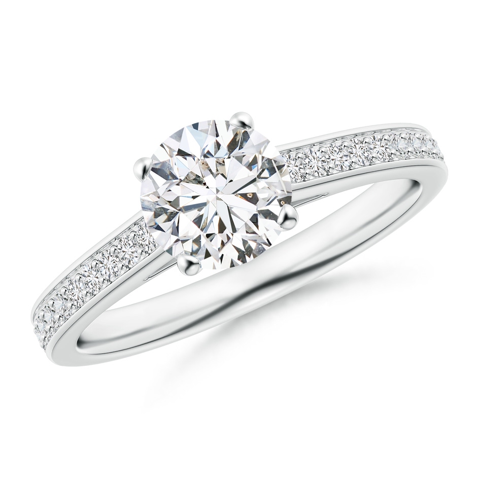 6.5mm HSI2 Prong-Set Solitaire Round Diamond Cathedral Ring in White Gold 