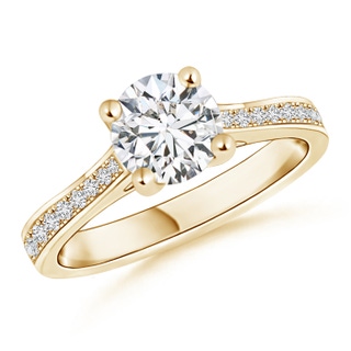 6.5mm HSI2 Prong-Set Solitaire Round Diamond Cathedral Ring in Yellow Gold