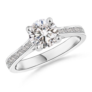 6.5mm IJI1I2 Prong-Set Solitaire Round Diamond Cathedral Ring in P950 Platinum