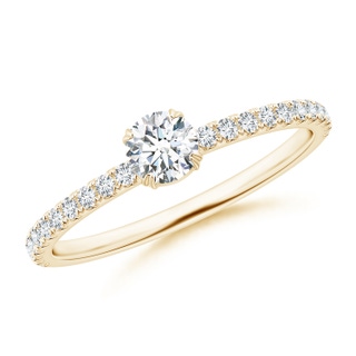 4.1mm GVS2 Classic Round Diamond Solitaire Ring with Accents in Yellow Gold