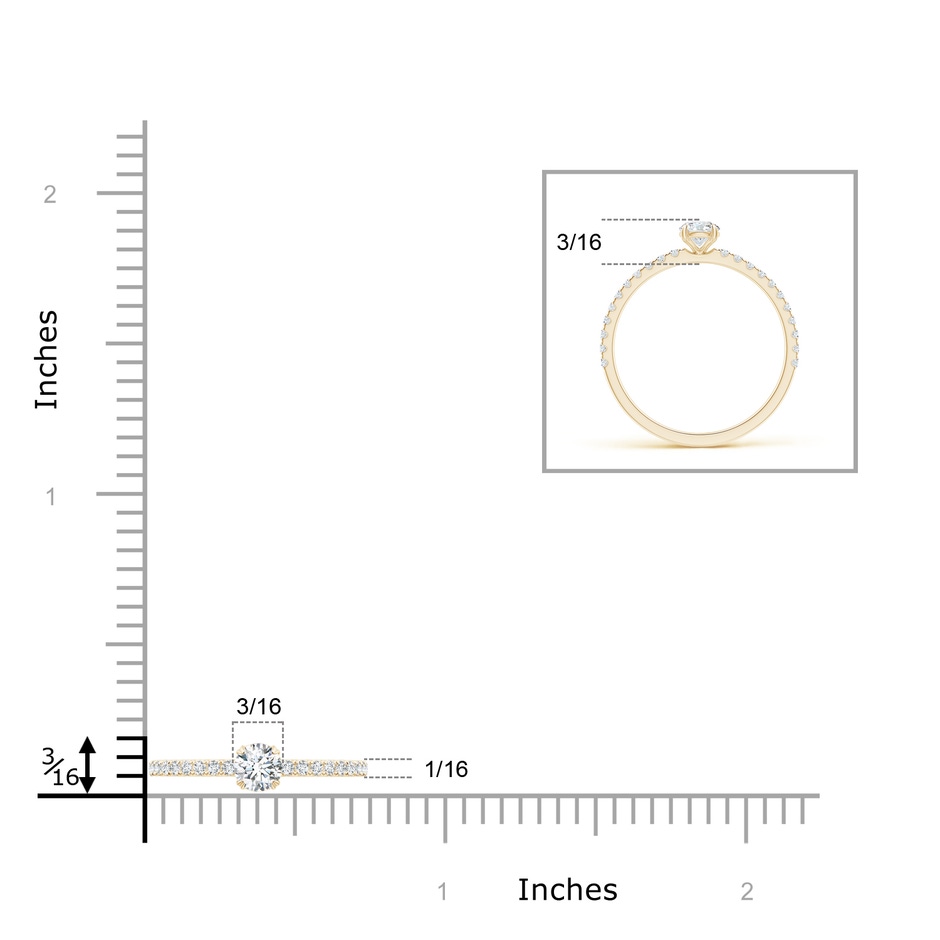 4.1mm GVS2 Classic Round Diamond Solitaire Ring with Accents in Yellow Gold ruler