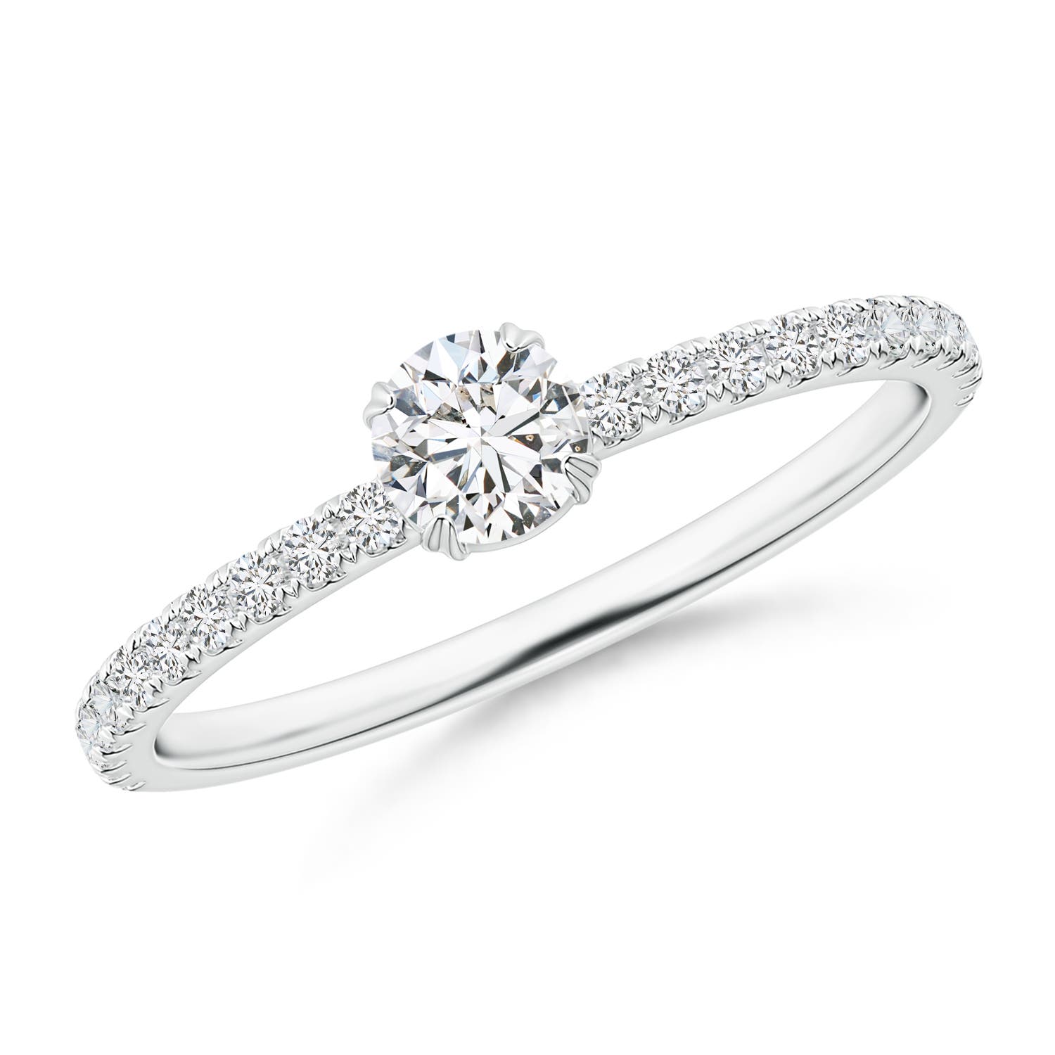 4.1mm HSI2 Classic Round Diamond Solitaire Ring with Accents in P950 Platinum