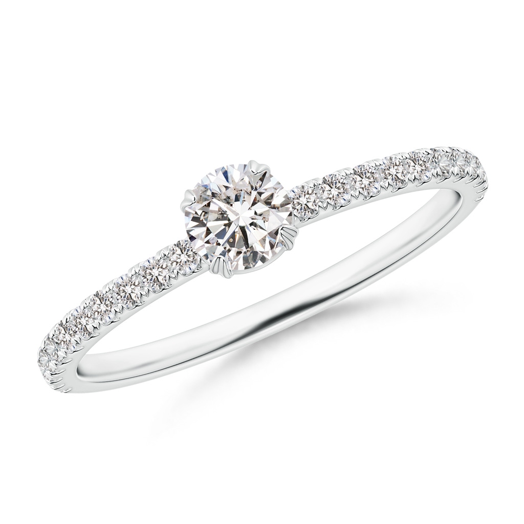 4.1mm IJI1I2 Classic Round Diamond Solitaire Ring with Accents in P950 Platinum 