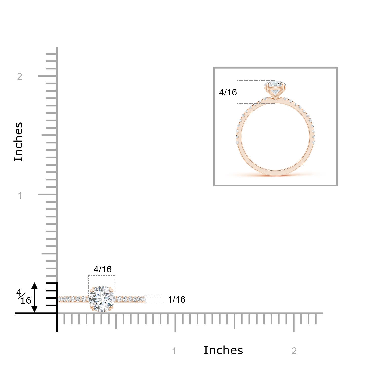 G, VS2 / 0.85 CT / 14 KT Rose Gold