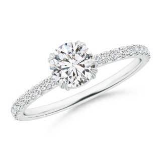 5.5mm HSI2 Classic Round Diamond Solitaire Ring with Accents in White Gold