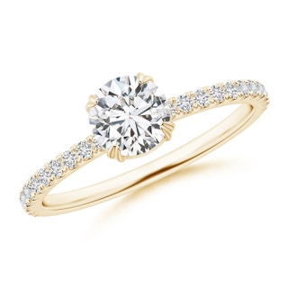 5.5mm HSI2 Classic Round Diamond Solitaire Ring with Accents in Yellow Gold