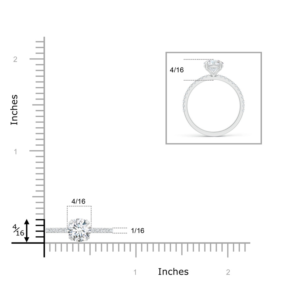 6.5mm GVS2 Classic Round Diamond Solitaire Ring with Accents in P950 Platinum ruler
