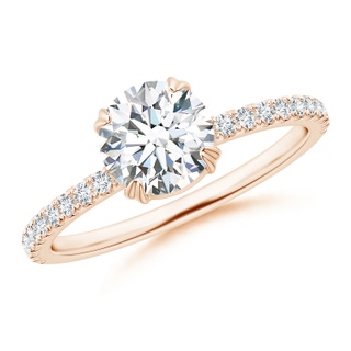 6.5mm GVS2 Classic Round Diamond Solitaire Ring with Accents in Rose Gold