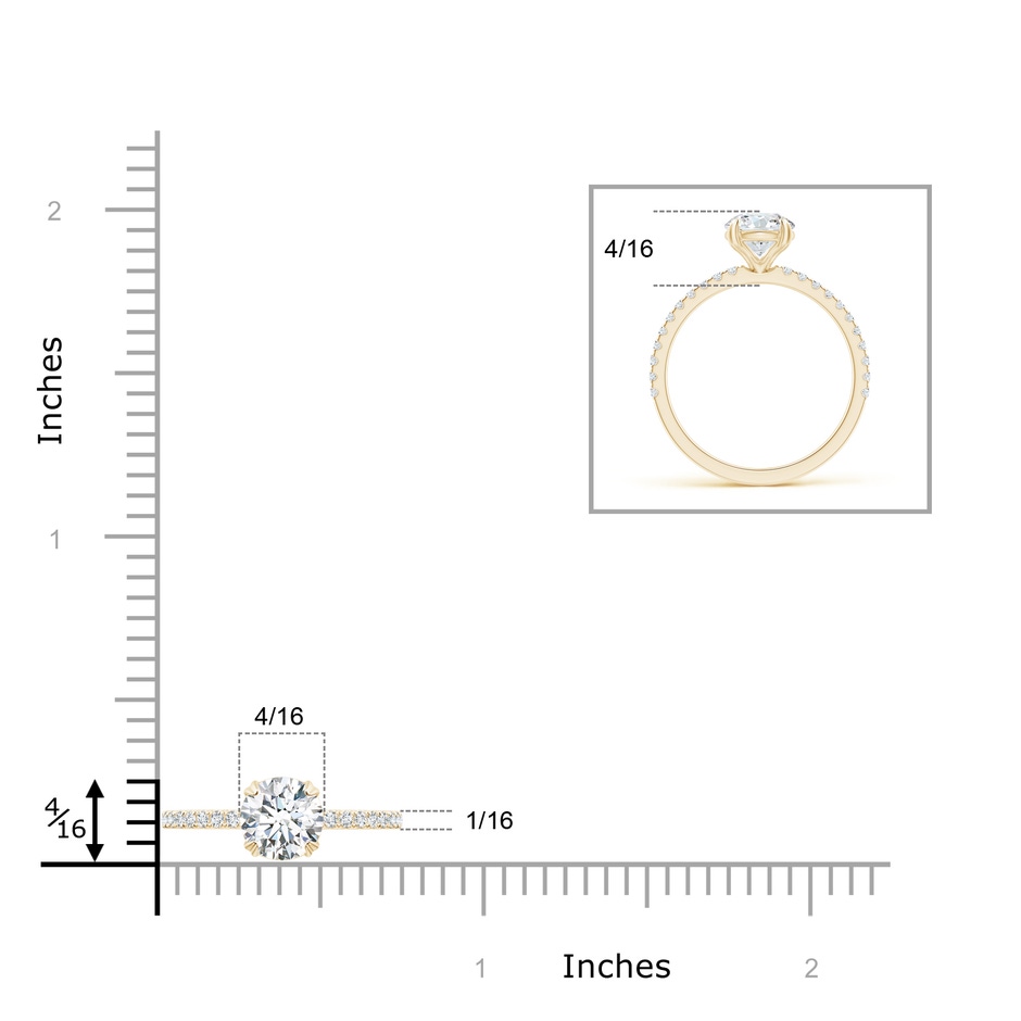 6.5mm GVS2 Classic Round Diamond Solitaire Ring with Accents in Yellow Gold ruler