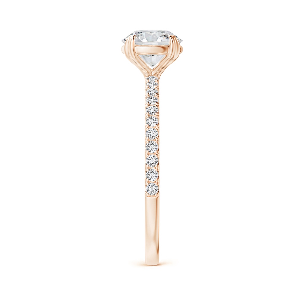 6.5mm HSI2 Classic Round Diamond Solitaire Ring with Accents in Rose Gold Side-2