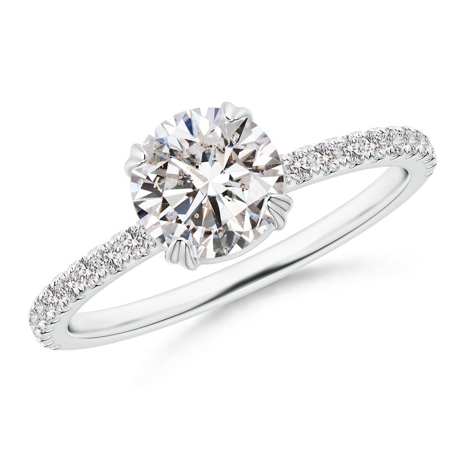 6.5mm IJI1I2 Classic Round Diamond Solitaire Ring with Accents in P950 Platinum 