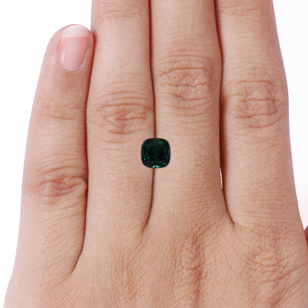 7.67x7.57x5.80mm AA GIA Certified Cushion Teal Sapphire Ring with Half Moon Diamonds in Rose Gold - stone_body