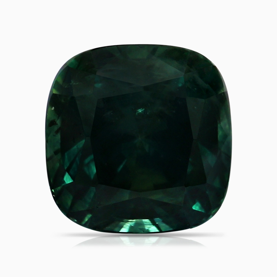 7.67x7.57x5.80mm AA GIA Certified Cushion Teal Sapphire Ring with Half Moon Diamonds in Yellow Gold stone