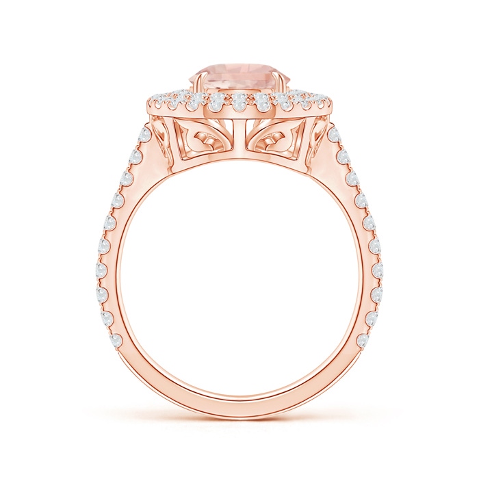 9x7mm AA Pear-Shaped Morganite Double Halo Ring in Rose Gold Product Image