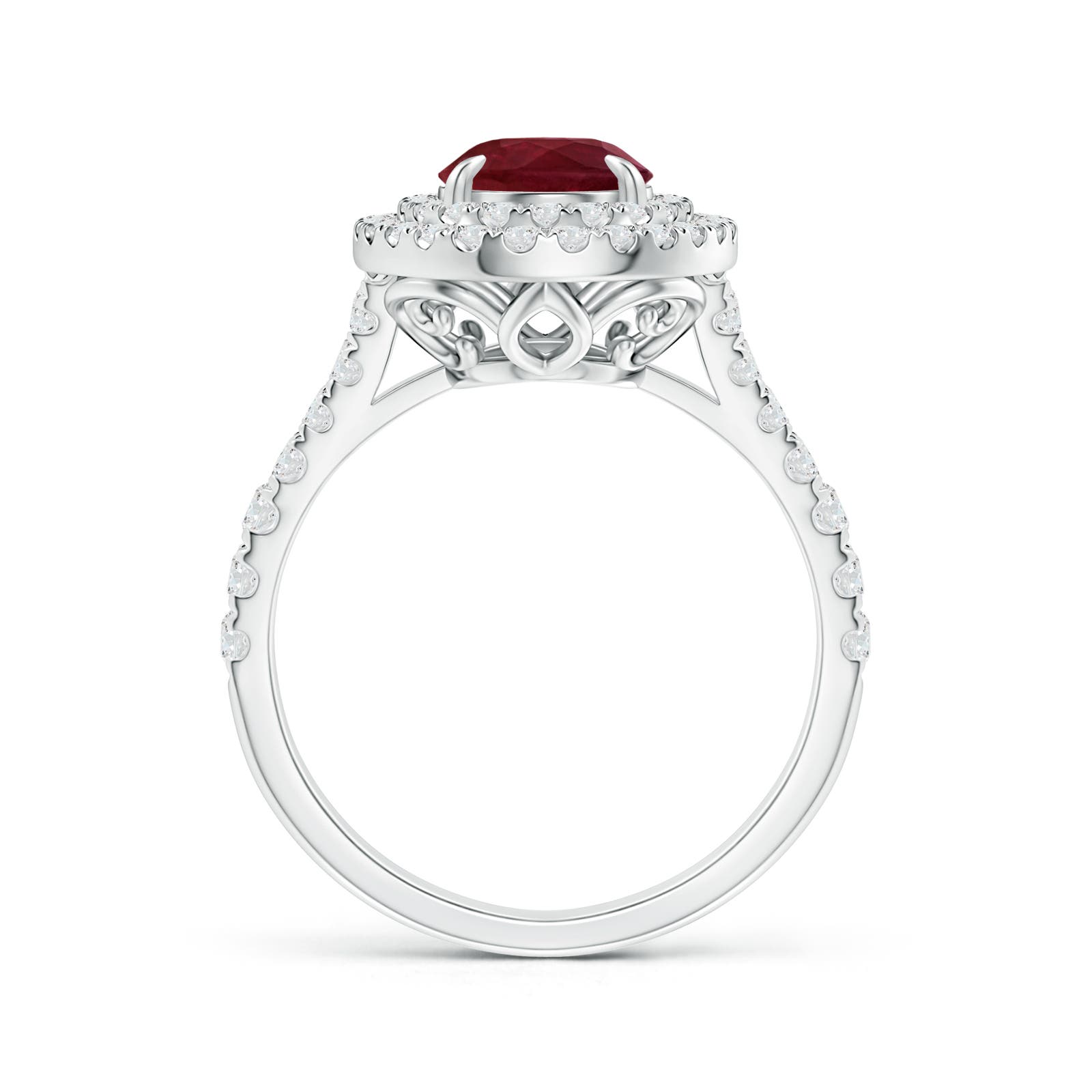 8.97x6.95x3.69mm AA GIA Certified Oval Ruby Double Halo Ring in 18K White Gold - side 2