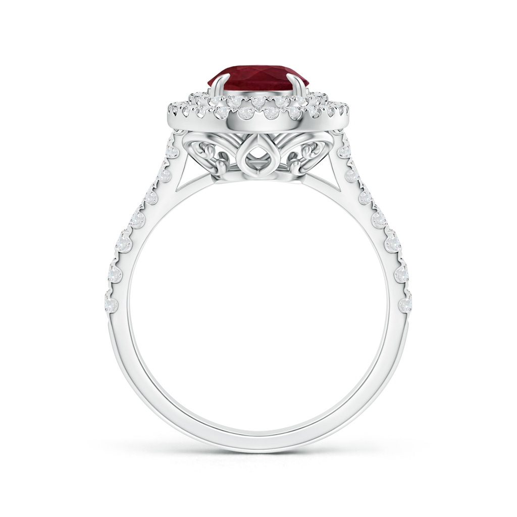 8.97x6.95x3.69mm AA GIA Certified Oval Ruby Double Halo Ring in 18K White Gold - side 199
