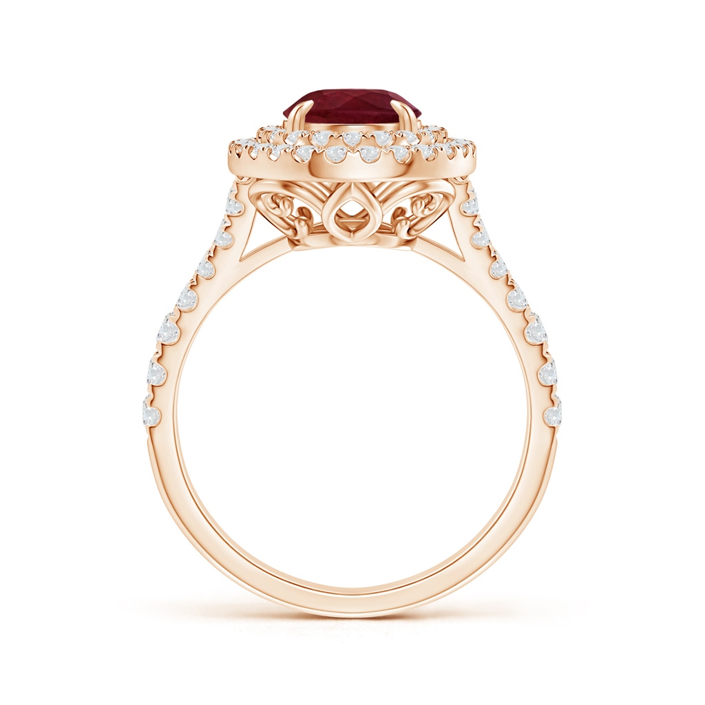 8.97x6.95x3.69mm AA GIA Certified Oval Ruby Double Halo Ring in Rose Gold - side 199
