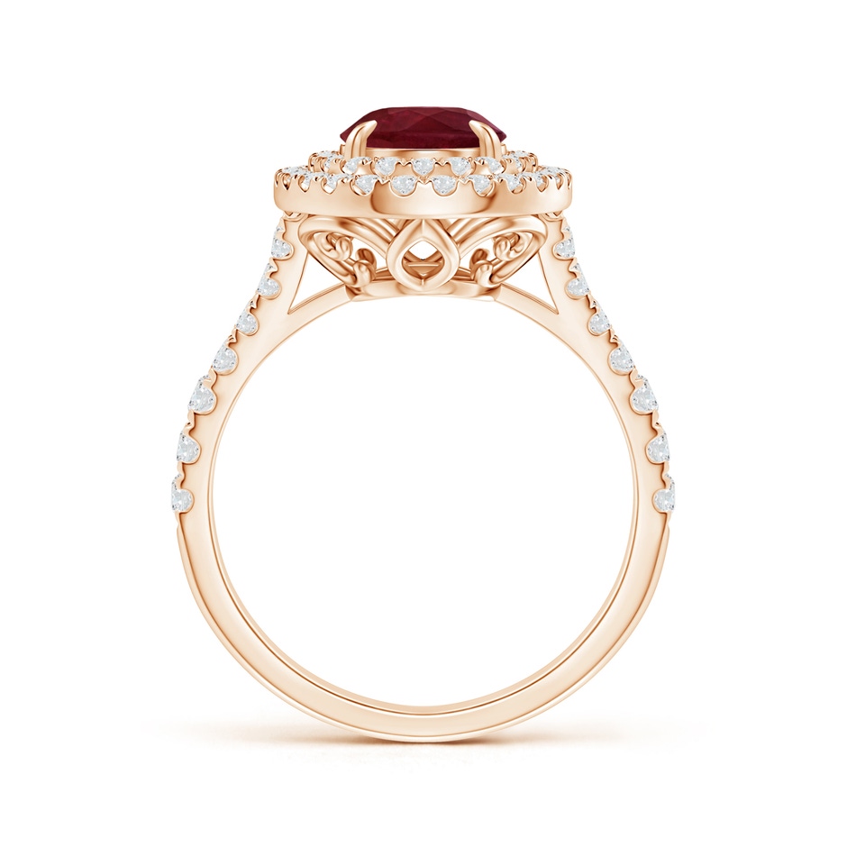 8.97x6.95x3.69mm AA GIA Certified Oval Ruby Double Halo Ring in Rose Gold side 199