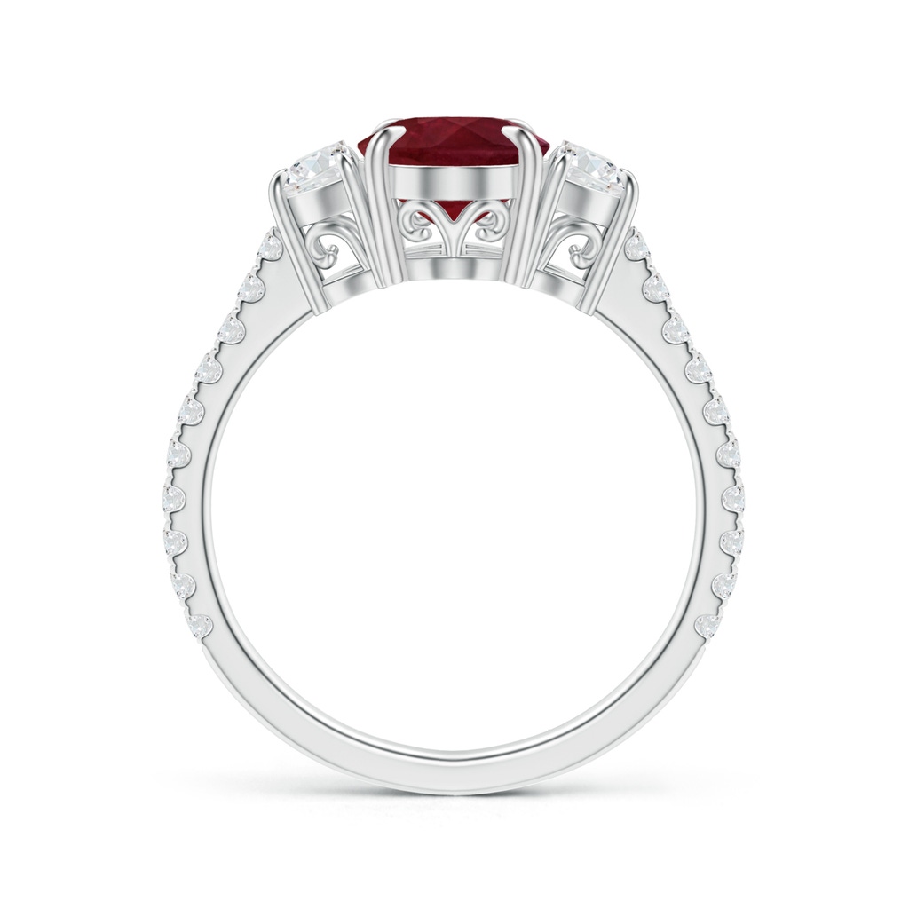 8.97x6.95x3.69mm AA GIA Certified Oval Ruby and Diamond 3 Stone Ring. in 18K White Gold Side 199