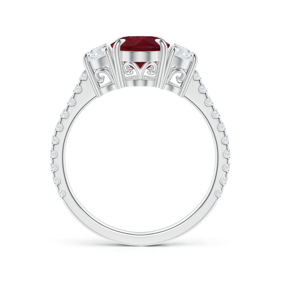 8.97x6.95x3.69mm AA GIA Certified Oval Ruby and Diamond 3 Stone Ring. in 18K White Gold side 199