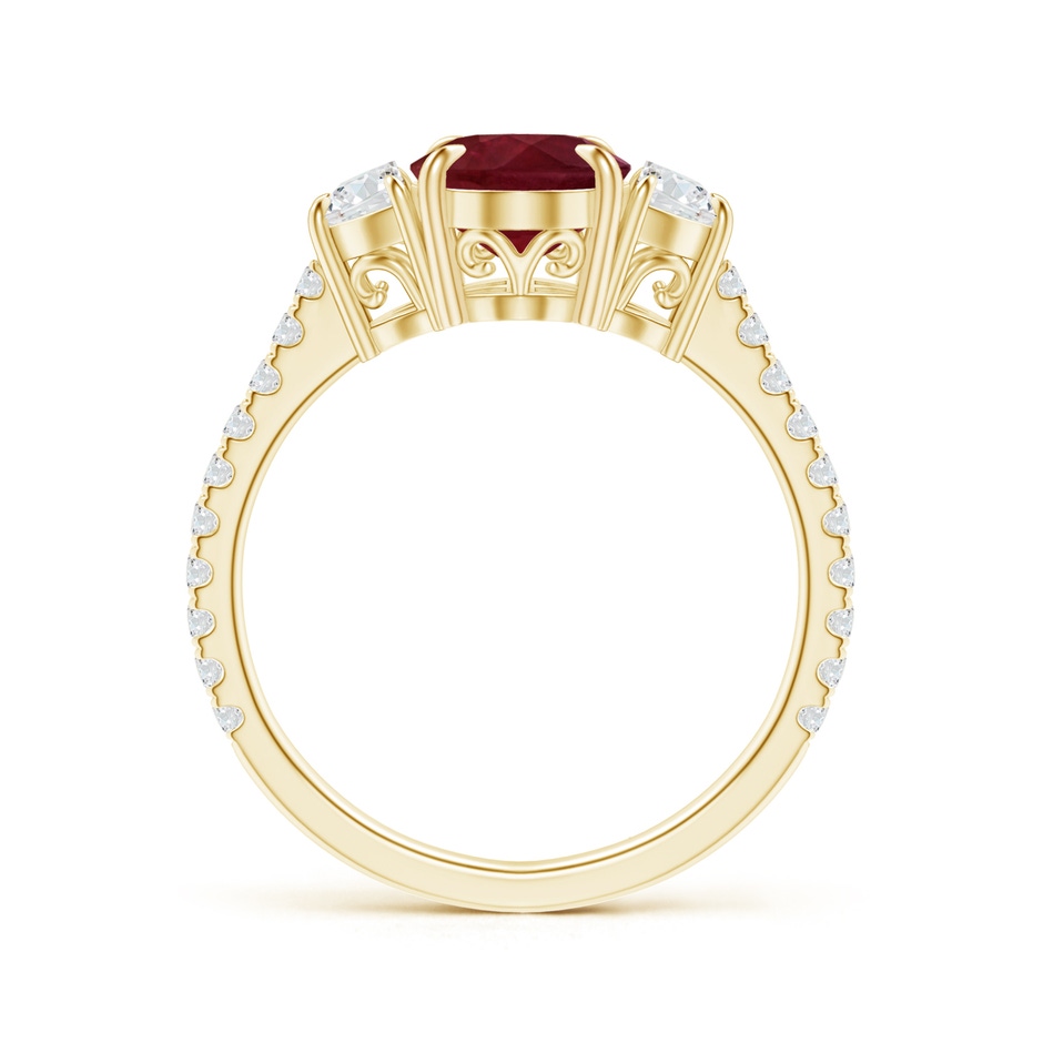 8.97x6.95x3.69mm AA GIA Certified Oval Ruby and Diamond 3 Stone Ring. in 18K Yellow Gold side 199