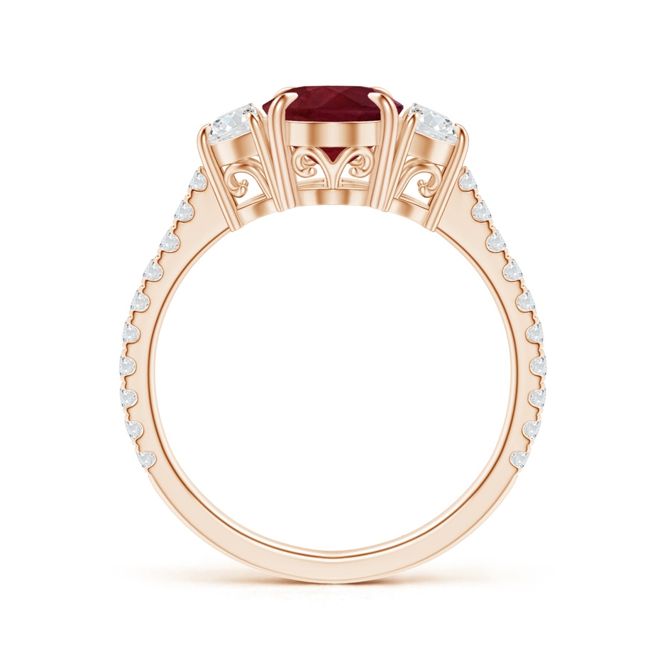 8.97x6.95x3.69mm AA GIA Certified Oval Ruby and Diamond 3 Stone Ring. in 9K Rose Gold side 199