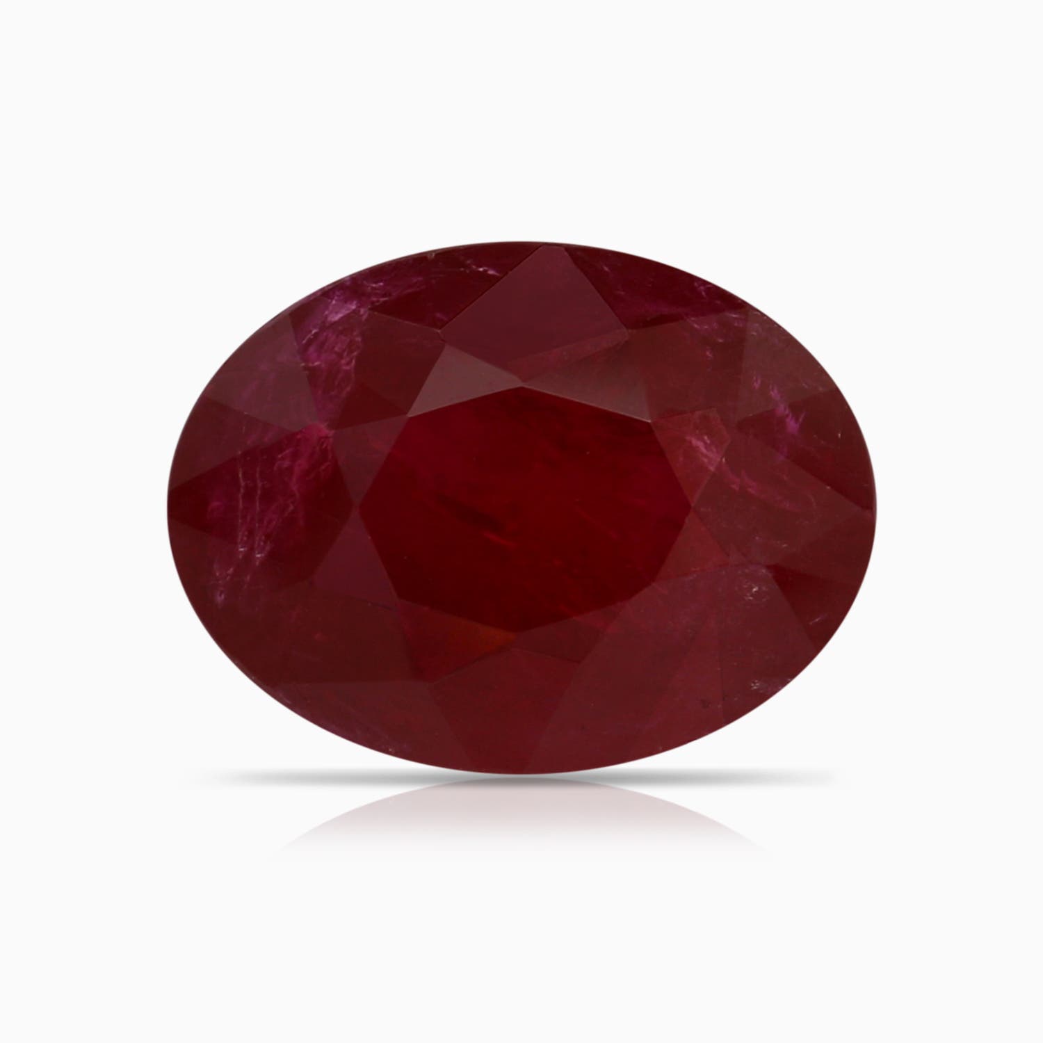 8.97x6.95x3.69mm AA GIA Certified Oval Ruby and Diamond 3 Stone Ring. in P950 Platinum - stone