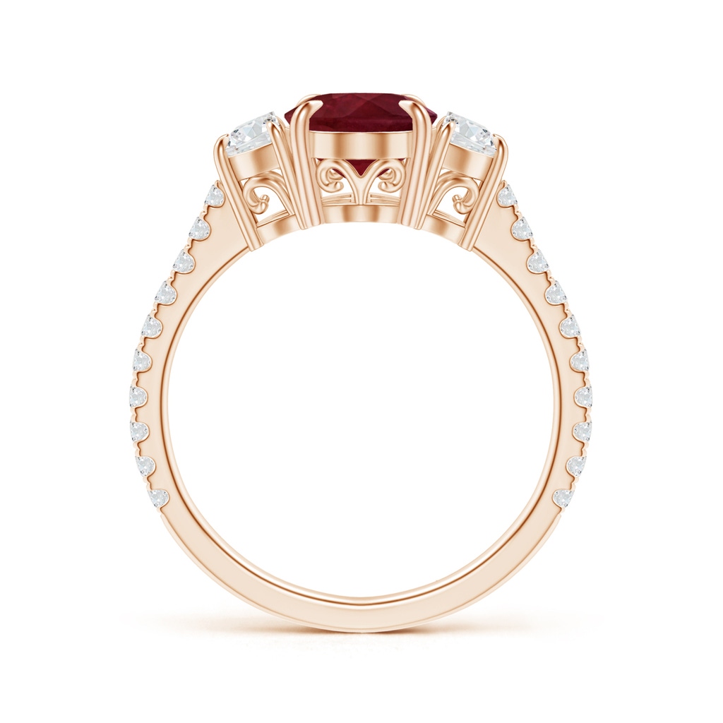8.97x6.95x3.69mm AA GIA Certified Oval Ruby and Diamond 3 Stone Ring. in Rose Gold - side 199