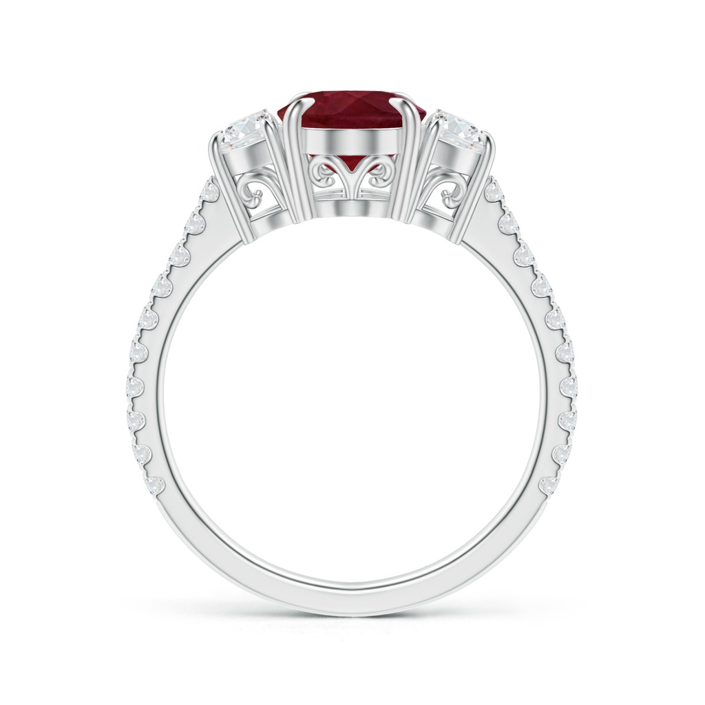 8.97x6.95x3.69mm AA GIA Certified Oval Ruby and Diamond 3 Stone Ring. in White Gold - side 199