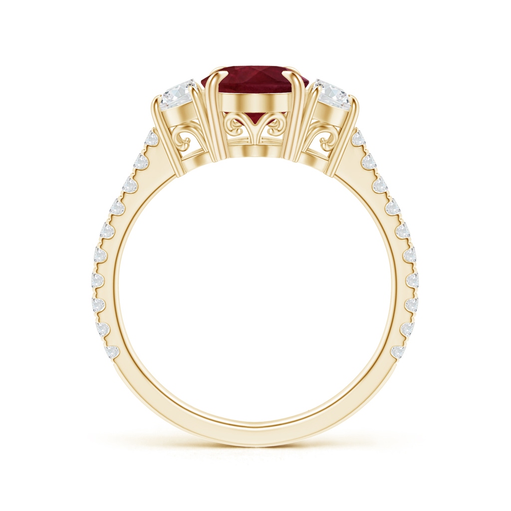 8.97x6.95x3.69mm AA GIA Certified Oval Ruby and Diamond 3 Stone Ring. in Yellow Gold - side 199