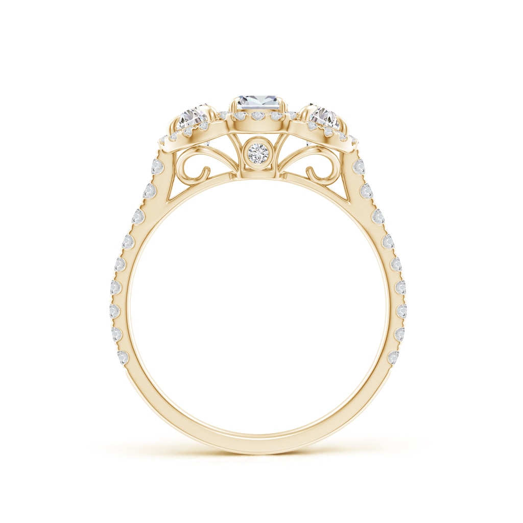 6x4mm HSI2 Cushion and Half-Moon Diamond Halo Ring in Yellow Gold Side 199