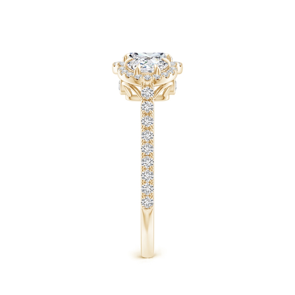 6x4mm HSI2 Cushion and Half-Moon Diamond Halo Ring in Yellow Gold Side 299