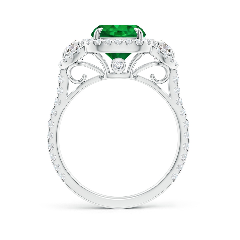 10x8mm AAA Cushion Emerald and Half Moon Diamond Halo Ring in P950 Platinum side 199