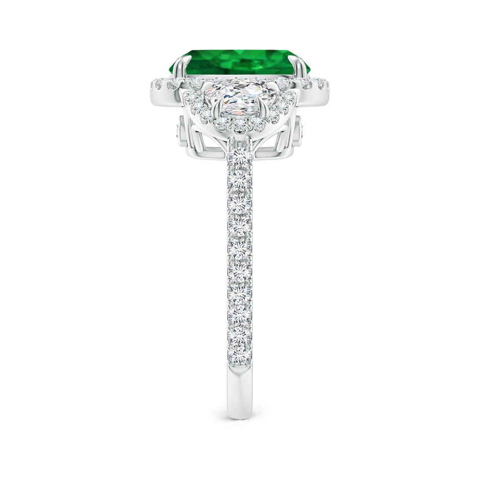 10x8mm AAA Cushion Emerald and Half Moon Diamond Halo Ring in P950 Platinum side 299