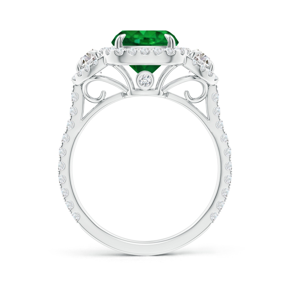 10x8mm AAAA Cushion Emerald and Half Moon Diamond Halo Ring in White Gold side 199