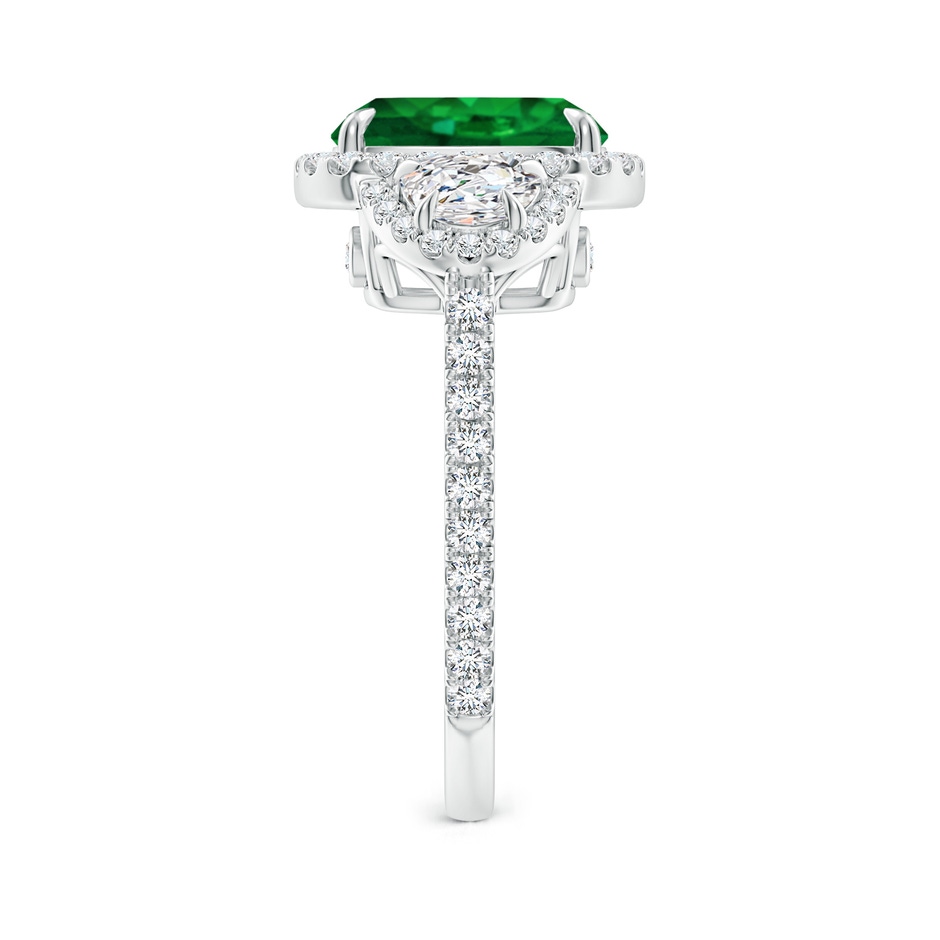 10x8mm AAAA Cushion Emerald and Half Moon Diamond Halo Ring in White Gold side 299