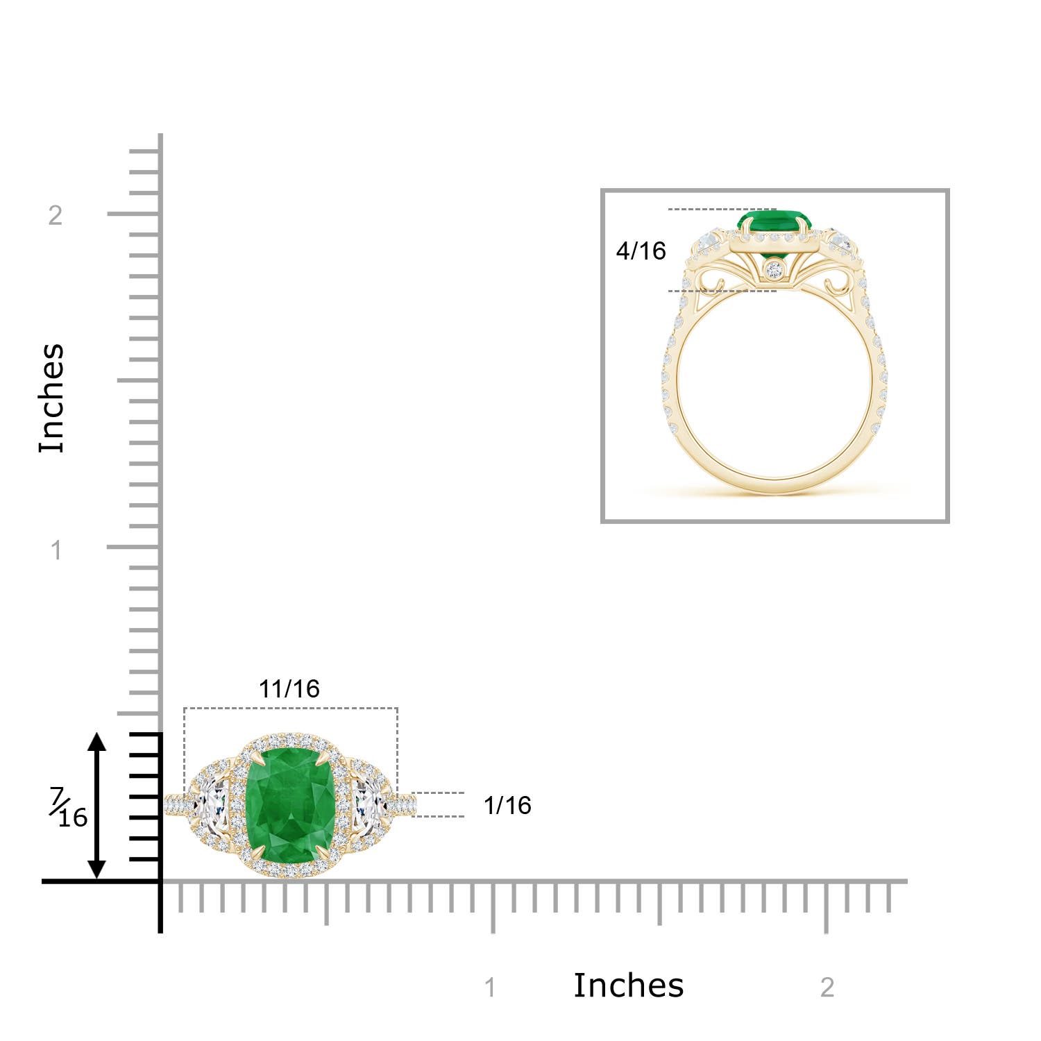 A - Emerald / 2.27 CT / 14 KT Yellow Gold