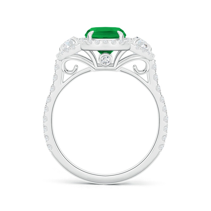 8x6mm AAA Cushion Emerald and Half Moon Diamond Halo Ring in White Gold side 199