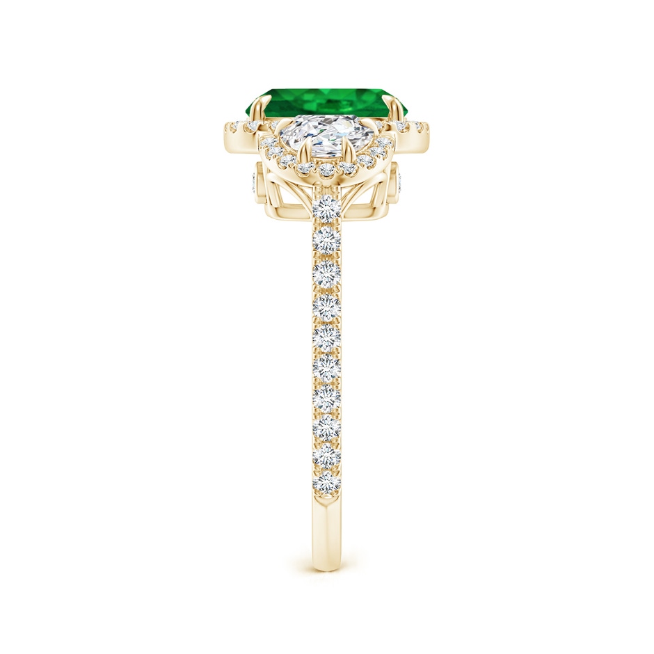 8x6mm AAA Cushion Emerald and Half Moon Diamond Halo Ring in Yellow Gold side 299