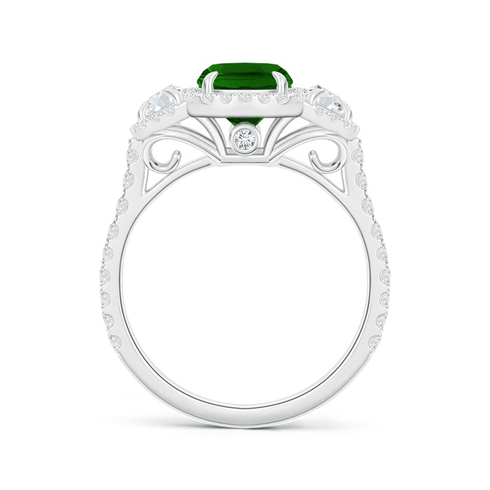 8x6mm AAAA Cushion Emerald and Half Moon Diamond Halo Ring in P950 Platinum side 199